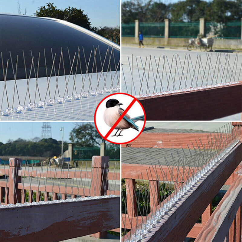 5/10m Steel Bird Spikes Pigeon Deterrent Fence Wall Balcony Roofs Cat