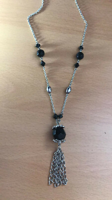 Silver tone senze bead chain statement necklace