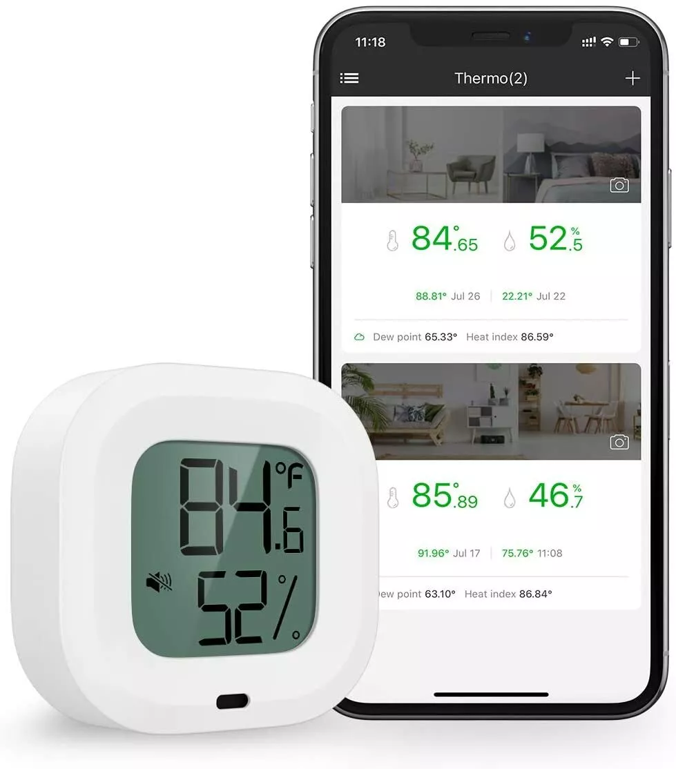 ORIA Thermometer Hygrometer Wireless Bluetooth Outdoor Thermometer Smart  Home Temperature and Humidity Sensor