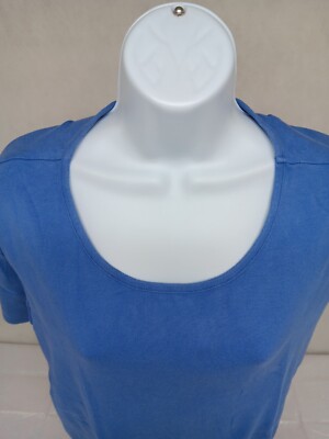 Venezia Womens Plus 26/28 Relaxed Light Blue 100% Cotton Short Sleeve T-Shirt