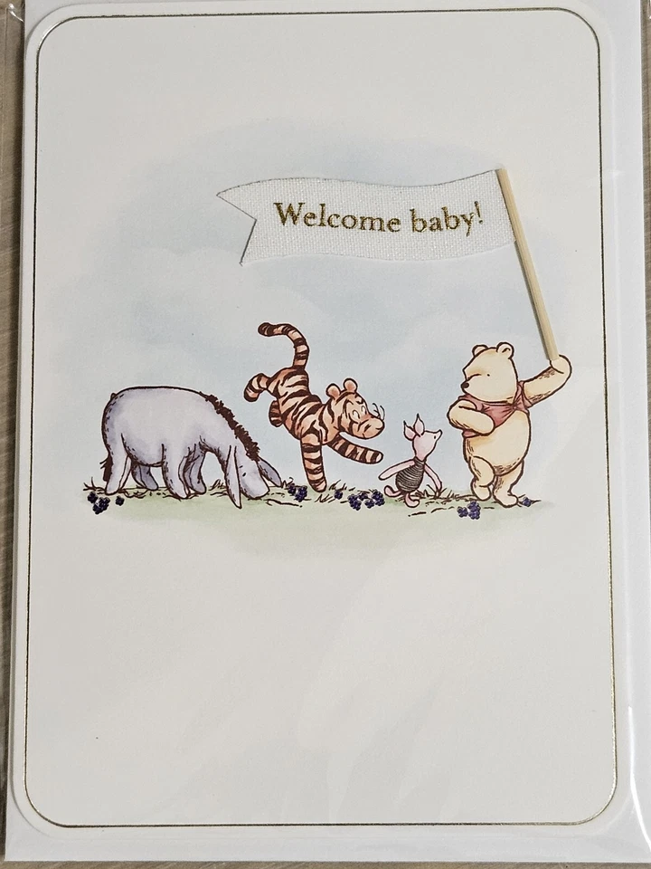 TARJETA DE BIENVENIDA BABY SHOWER PAPYRUS DISNEY MINNIE THE POOH BEAR TIGER Foto 2 de 4