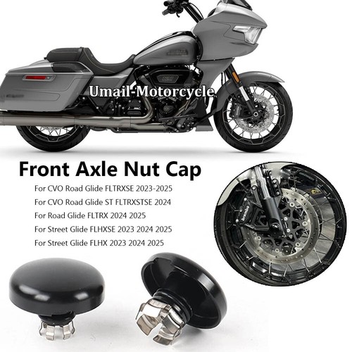 For Harley Touring Road Glide FLTRX 2024 2025 Front Axle Nut Caps Cover Black - Bild 2 von 8