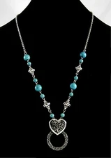 New Eyeglass / ID Badge Holder Necklace Lanyard with Turquiose Beads #Z2009