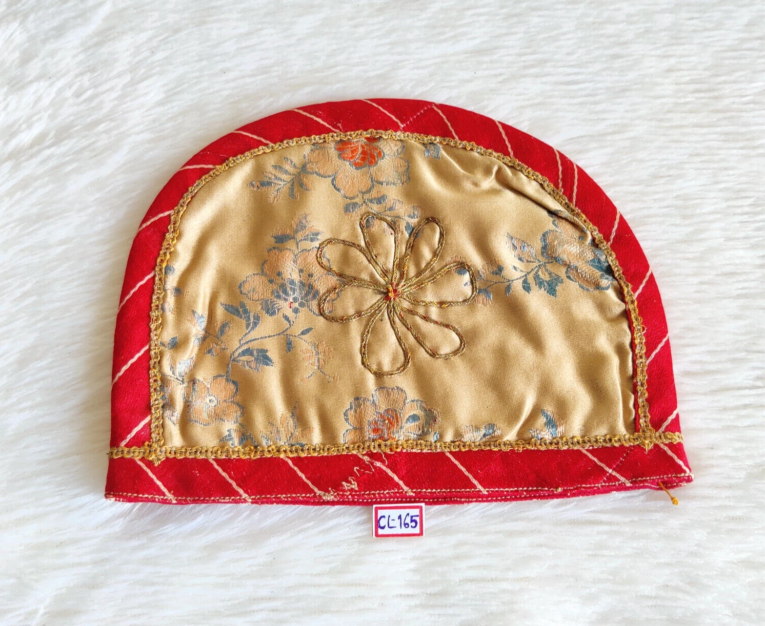 19c Vintage Hand Woven Multi Color Floral Kids Cap Old Collectible CL165