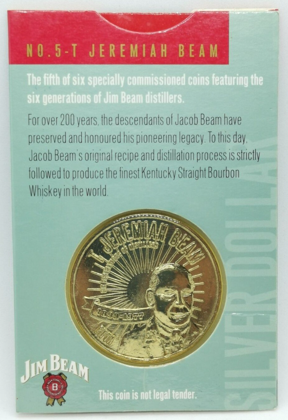 Jim Beam Fifth Distiller T. Jeremiah Beam Silver Dollar UNITED STATES (327F) eBay
