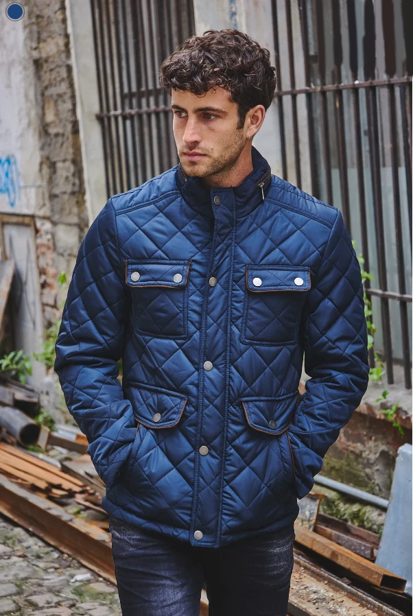 Men's Casual Water Resistant Diamond Quilts Classic 4 Pockets Jacket