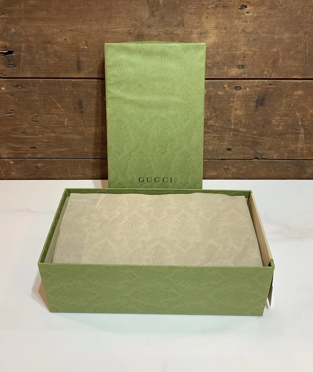 GUCCI Green Gift Box EMPTY 12.5” x 6.75” x 4.25” + Tissue Paper