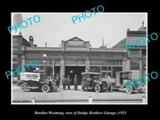 OLD LARGE HISTORIC PHOTO RAWLINS WYOMING VIEW OF DODGE Bros MOTOR GARAGE c1925