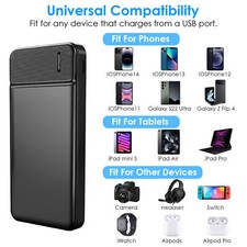 30000mAh 2 USB Backup External Battery Power Bank Pack Charger for Cell Phone
