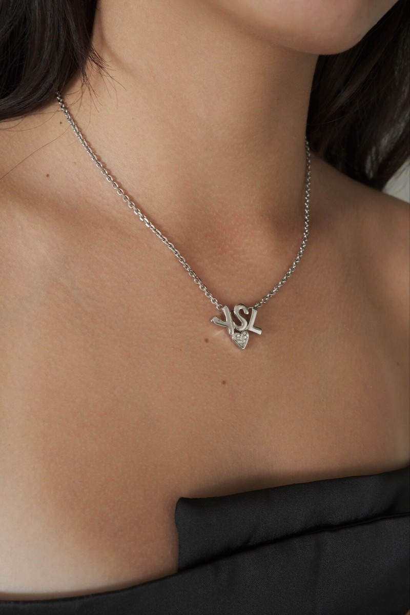 Yves Saint Laurent Necklace　サンローランネックレス Yves Saint Laurent Vintage Square YSL Logo Silver Tone