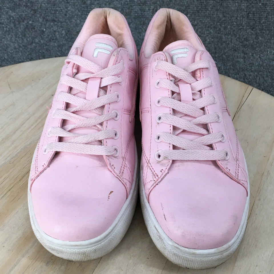 Fila Zapatos Mujer 8.5 Entrenador Zapatillas Rosa Imitación Cuero Punta Redonda Con Cordones Foto 4 de 4