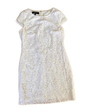 Nine West Suze 12 White Lace Sheath Cocktail Dress