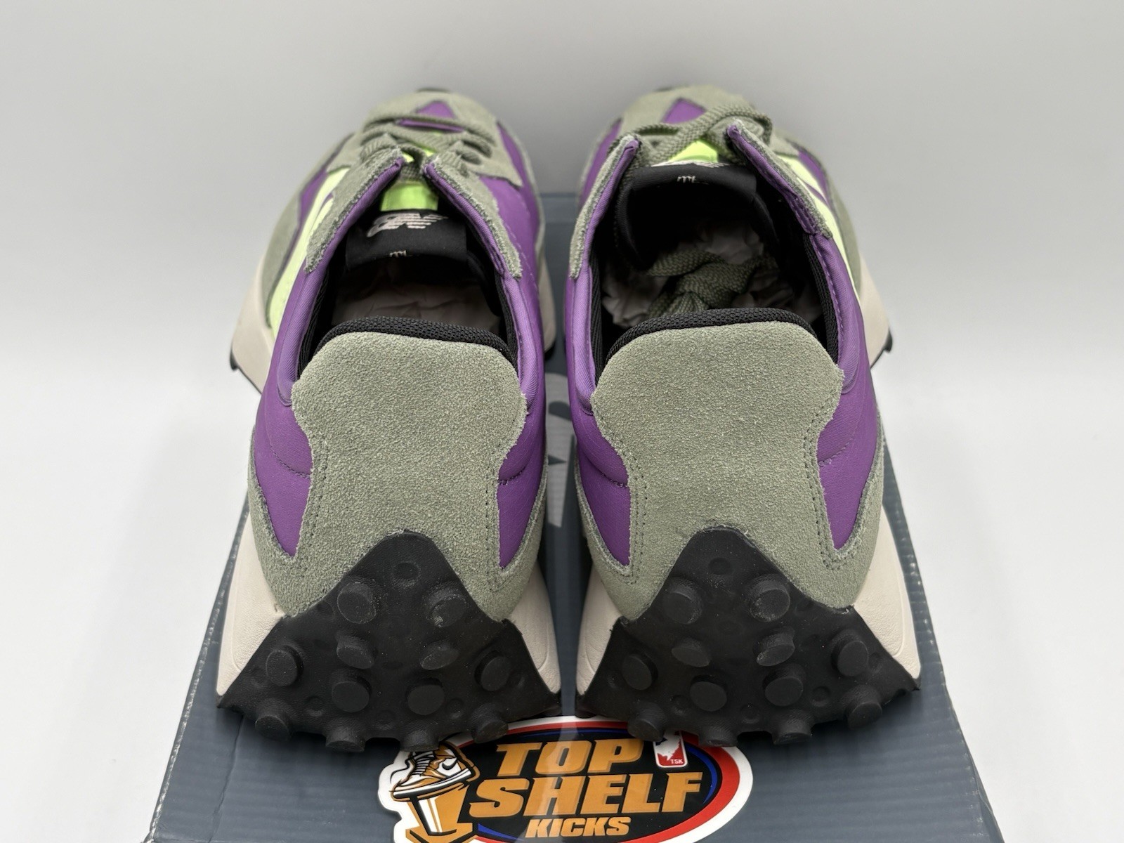 DS New Balance 327 Sour Grape Bleached Lime Glow Authentic Size 12 Rare 2021 Run image 6