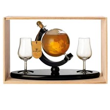 Grappa Marcati Mappamondo Veliero cl.50 in Vetro Soffiato con 2 Bicchieri