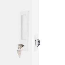 Dontay Pocket Door Hardware with Key Lock,Recessed Handle Pull,White 2 Pack