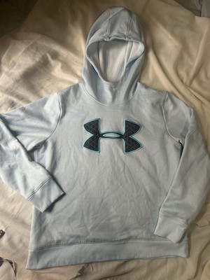 Underarmor Baby Blue Padded Logo Athletic Coldgear Hoodie Sweatshirt Size Large