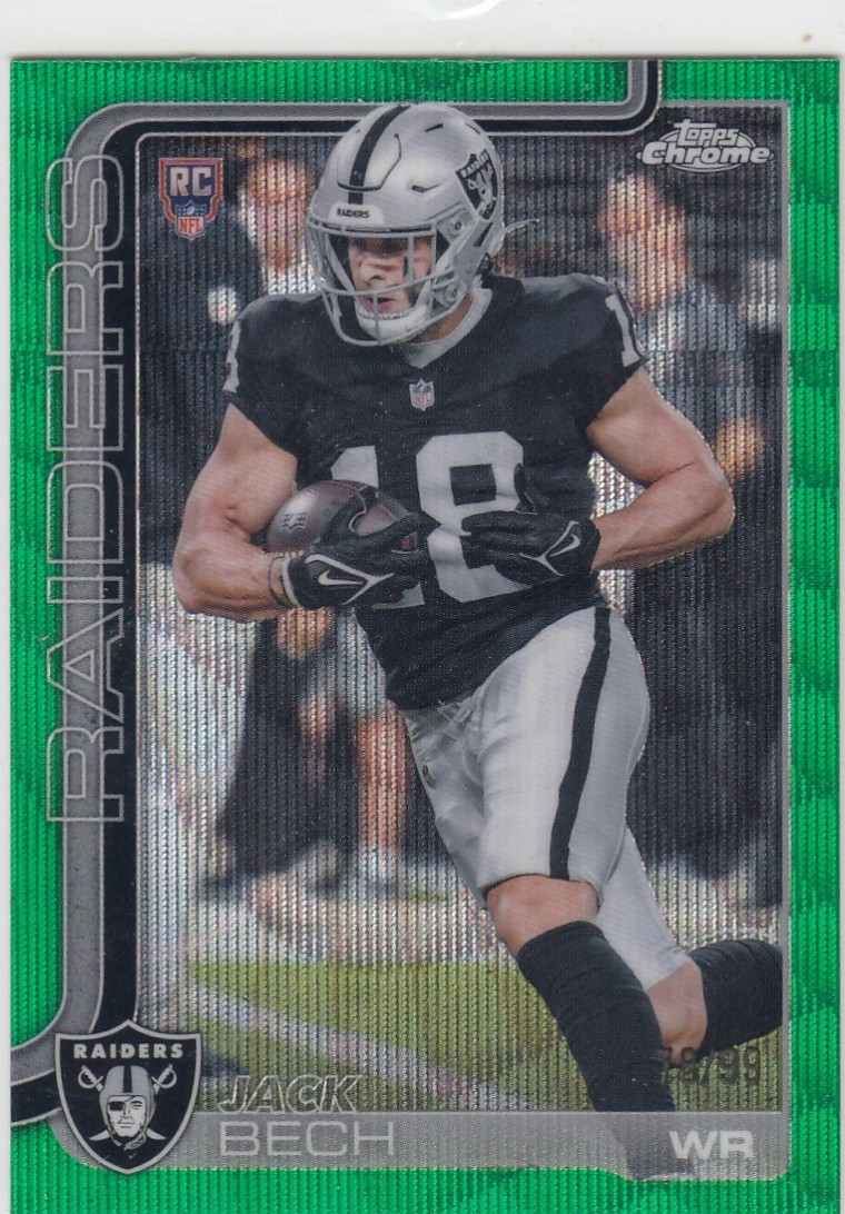 2025 Topps Chrome NFL Football Jack Bech Green Wave Rookie (RC) /99 Raiders ZU