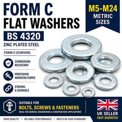 Form C Flachscheiben BS 4320 Stahl verzinkt metrisch M5-M12
