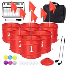 6 Pcs Backyard Golf Outdoor Game with 2 Clubs-Outdoor Golf Yard Game for Prac...