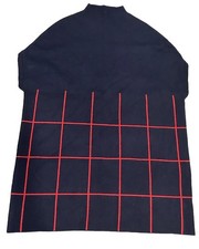 Woman’s Sz XL Navy Red Window Pain Wool Tunic or Mini Dress Career Preppy Retro