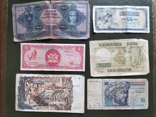 Lot billets du monde années 1980 : Autriche Yougoslavie Belgique Algérie Tunx