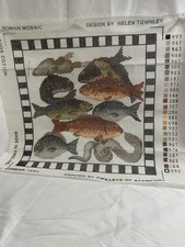 Lienzo Ehrman vintage 1994 de un azulejo romano de peces. . 15x15. Impreso en 10 unidades
