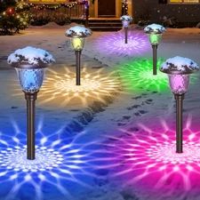 BEAU JARDIN 8-Pack Solar Pathway Lights Stainless Steel Outdoor Waterproof Garde