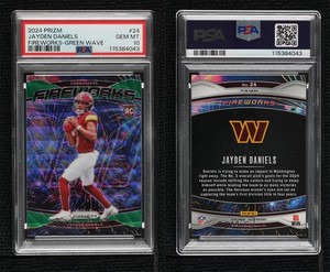 2024 Panini Prizm Fireworks Green Wave Jayden Daniels PSA 10 GEM MT Rookie RC