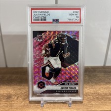 2021 Panini Mosaic Justin Fields Rookie Pink Camo Prizm #242 - PSA 10 GEM MINT