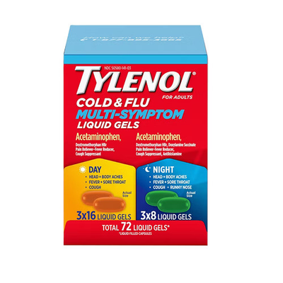 #ad Tylenol Cold and Flu Multi Symptom Liquid Gels Day Night Relief 72ct Exp 02 27 $25.73