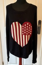 Ladies Jay Jays Cotton Mix Jumper USA Heart Logo Navy Blue Size Medium Stars