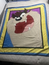 VTG Tasmanian Devil Taz Looney Tunes Reversible Fleece Throw Blanket 50x58