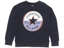 Converse Big Boy's Chuck Patch Sweatshirt Crew Neck Pullover Fleece Black