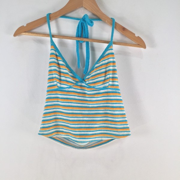 Glassons womens cami tank top size M halter multicolour striped terry 140629