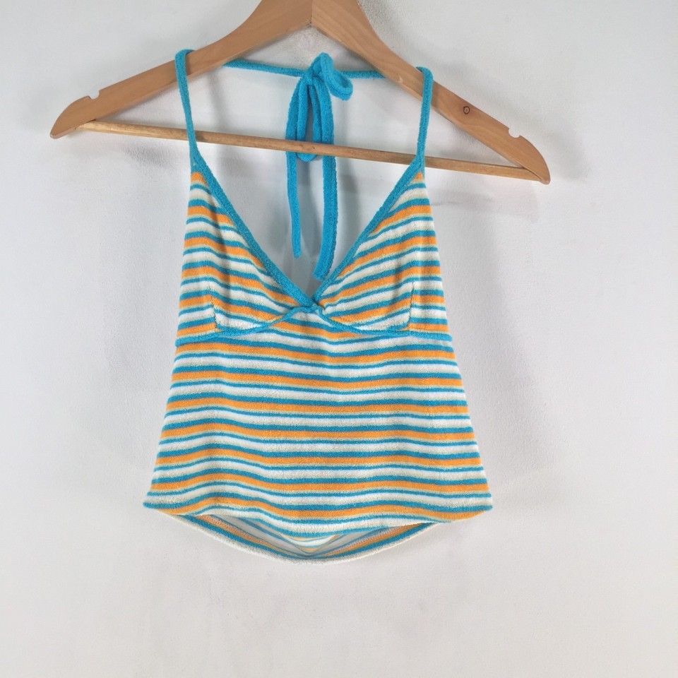 Glassons womens cami tank top size M halter multicolour striped terry 140629