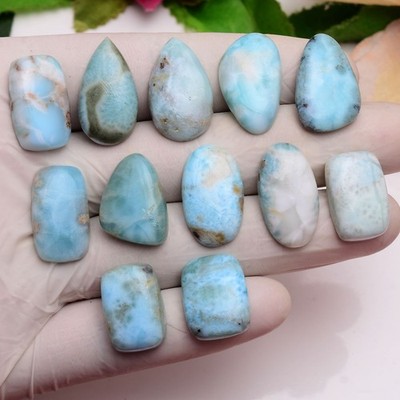 Cloudy Sky~ 12 Pcs Natural Larimar Top-Grade 18mm-24mm Cabochon Loose Gemstones