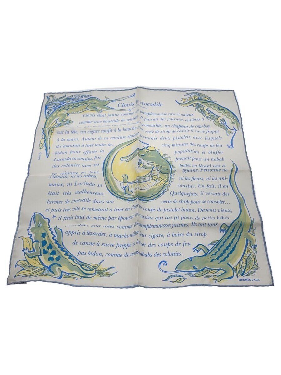 HERMES Scarf Silk White