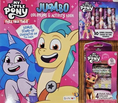 My Little Pony Coloring & Activity Book Set with stickers and crayons! RARE! NEW