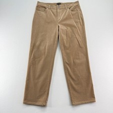 Eileen Fisher Corduroy Pants Womens Sz M Tan Straight Leg Stretch Organic Cotton