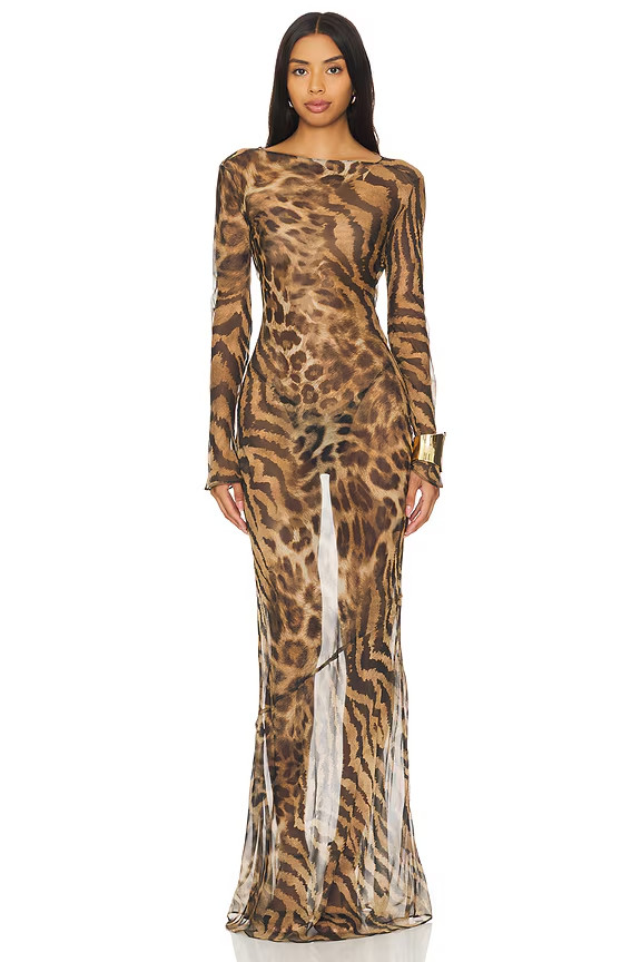 retrofete Vienna Dress in Vintage Mixed Animal Long Sleeve XS NWT $598