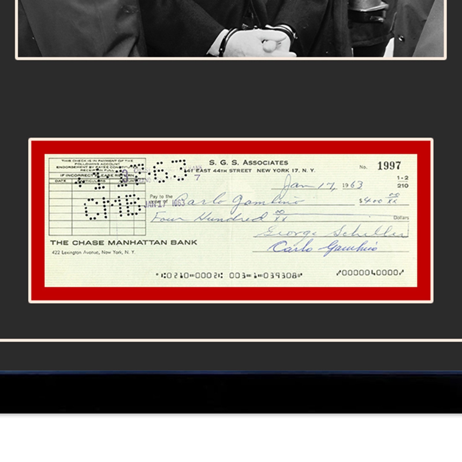 Carlo Gambino Signed Cancelled Check Framed Display