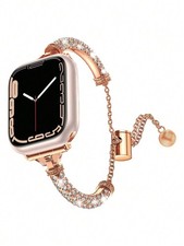 Rose Gold Full Rhinestone Cylindrical Bracelet Band For Apple Watch