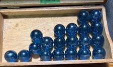 Vintage Shooter 20 Marbles Clear Blue Topaz Glass Nostalgic Whimsical 70s