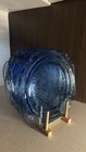 Set of 4 Federal Glass Madrid Blue Depression Glass Square Dinner Plates 10”