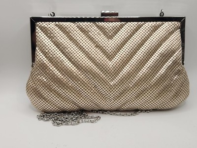 Gold Mesh Evening Clutch Purse Charming Charlie RSVP Chain Strap Bag