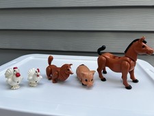 1980’s Vintage Playskool Li’l Playmates Barnyard Pals Farm Animals Lot Of 5