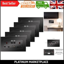 5 Pack Wireless Double Switched Power Sockets with USB 20W Fast Charging & Ty...