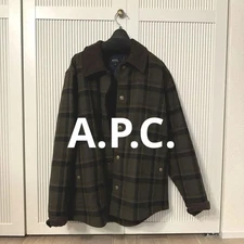 A.P.C. Dark Green Checkered Jacket, Men's, Size M, From Japan Popular Auth