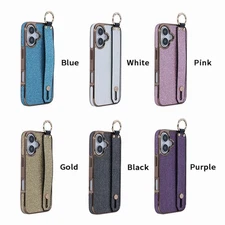 Finger Hand Strap Ring Stand Leather Case For iPhone 16 Pro Max 15 14 13 12 11