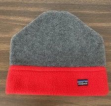 Vintage Patagonia Synchilla Grey Red Fleece 90’s Beanie Hat Medium USA Made